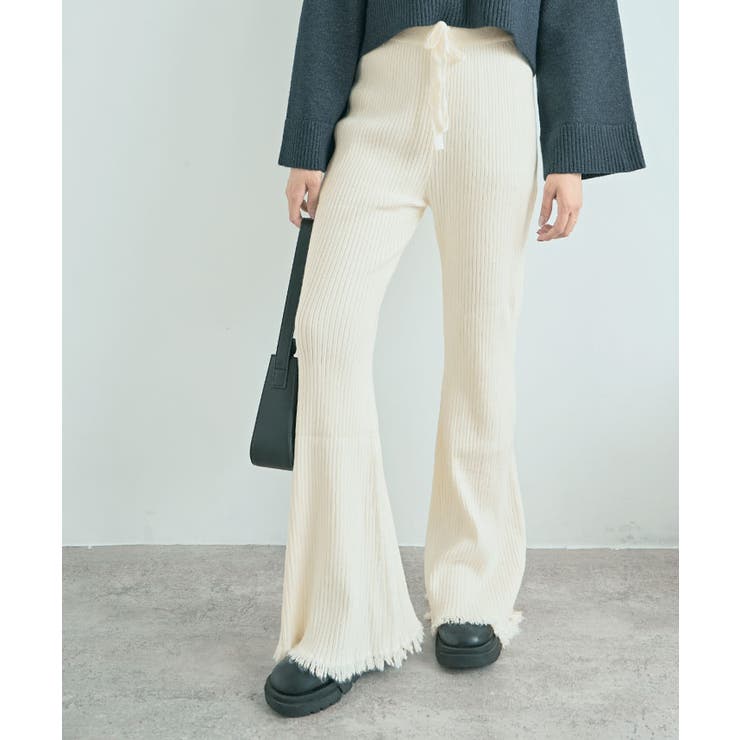 裾フリンジリブパンツ ボトムス フレアパンツ | kirakiraShop  | 詳細画像6 