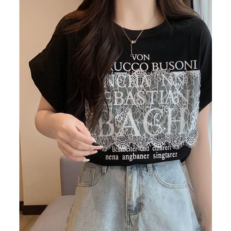 フロントレースロゴデザインTシャツ トップス ロゴ | kirakiraShop  | 詳細画像4 