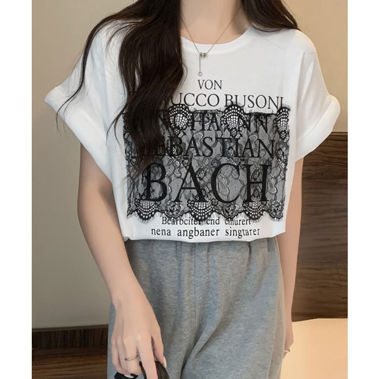 フロントレースロゴデザインTシャツ トップス ロゴ | kirakiraShop  | 詳細画像6 