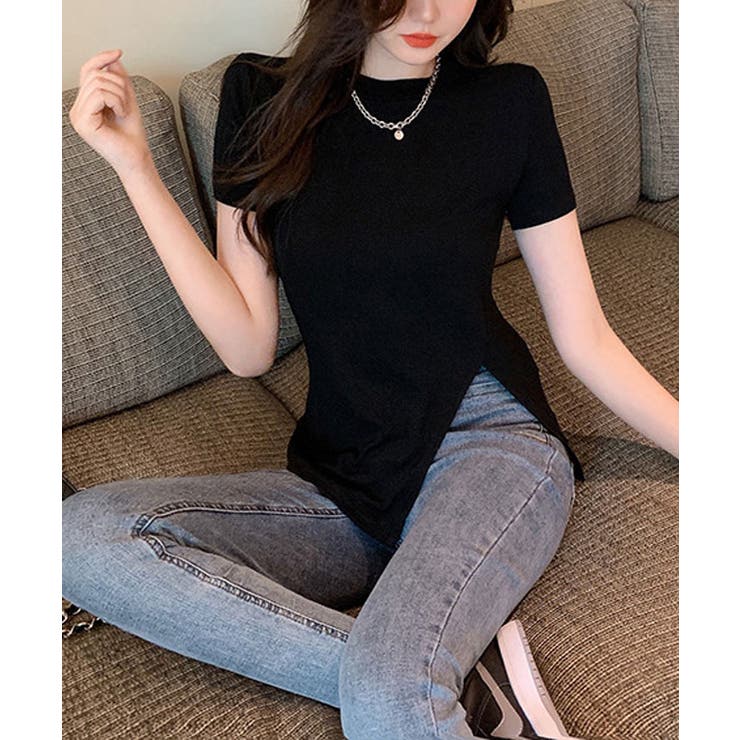 サイドスリット半袖Tシャツ トップス 白T | kirakiraShop  | 詳細画像3 