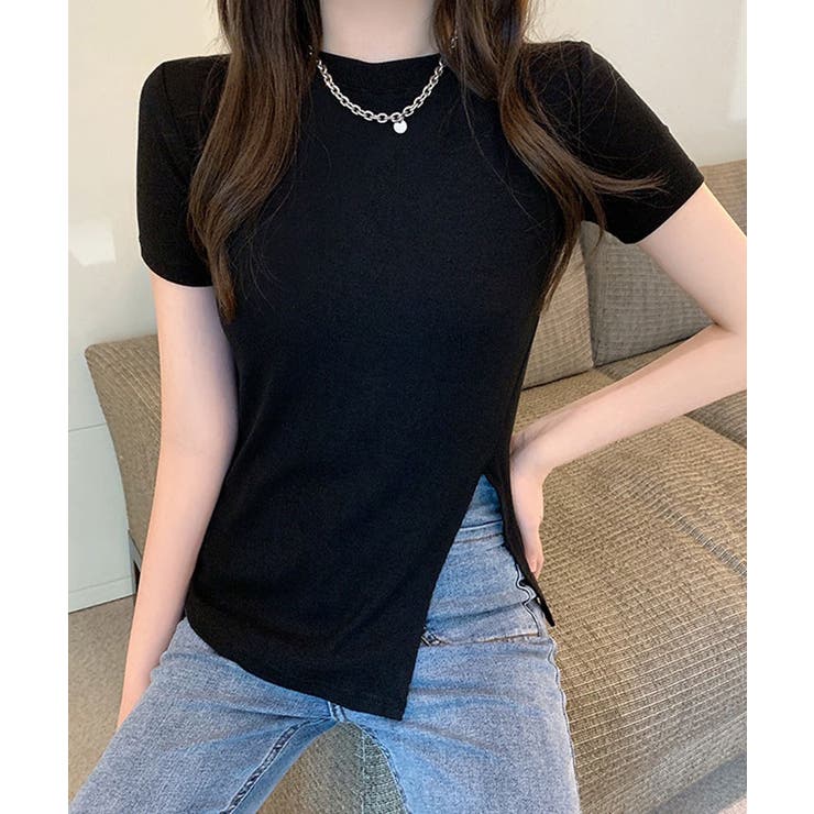 サイドスリット半袖Tシャツ トップス 白T | kirakiraShop  | 詳細画像6 