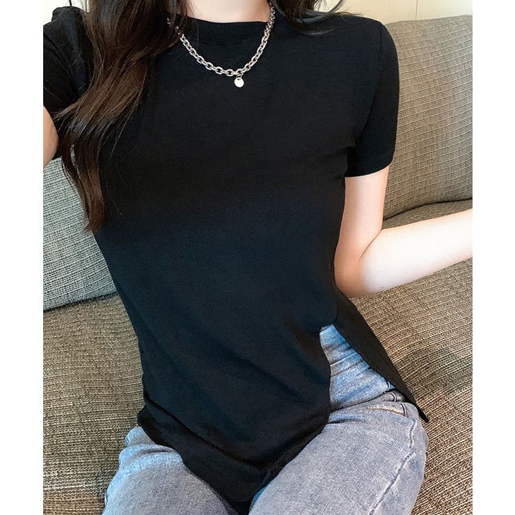 サイドスリット半袖Tシャツ トップス 白T | kirakiraShop  | 詳細画像7 