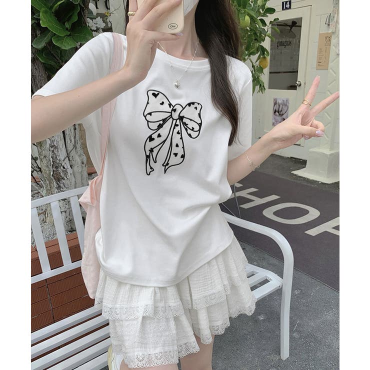 シーニュ♡リボントップス♡ Wフリル袖リボンBL|ems excite | RETRO GIRL ONLINE STORE