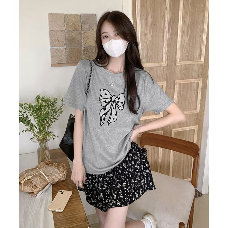 リボン刺繍デザインTシャツ トップス リボン | kirakiraShop  | 詳細画像19 