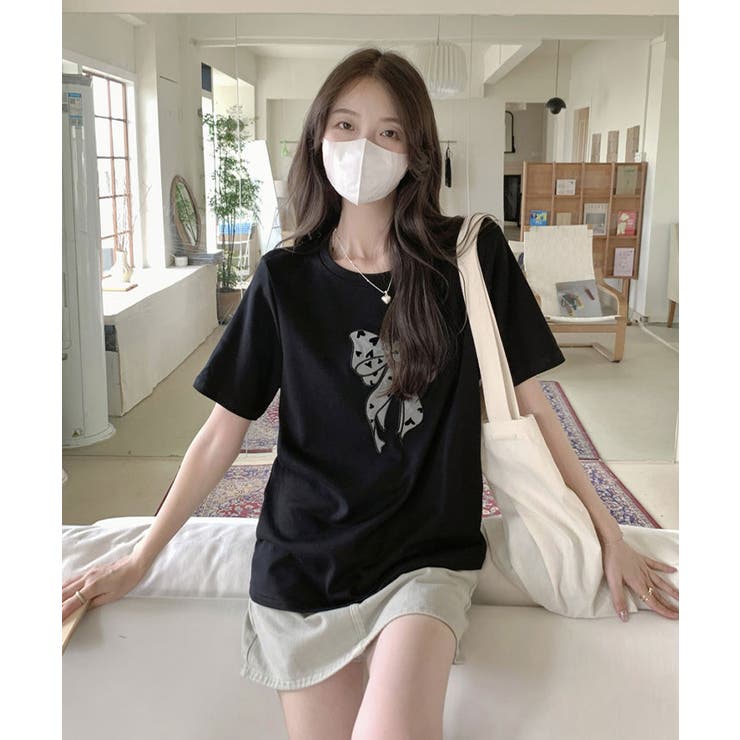 リボン刺繍デザインTシャツ トップス リボン | kirakiraShop  | 詳細画像4 