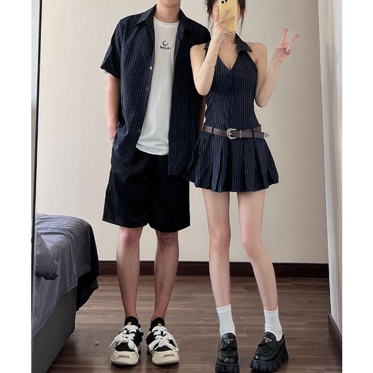 ユニセックスストライプシャツ ワンサイズ トップス | kirakiraShop  | 詳細画像3 