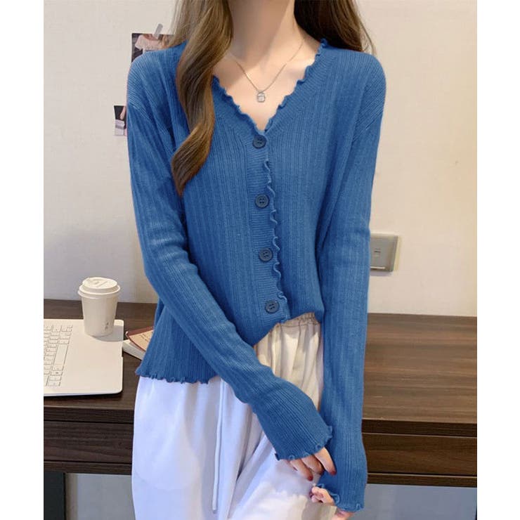 メロウフリルリブニットカーディガン トップス カーディガン | kirakiraShop  | 詳細画像16 