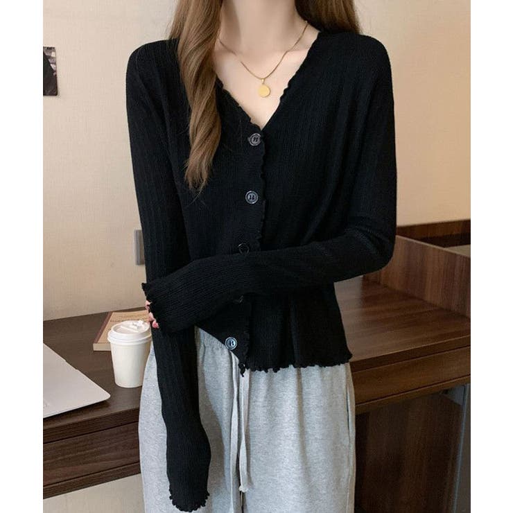 メロウフリルリブニットカーディガン トップス カーディガン | kirakiraShop  | 詳細画像8 