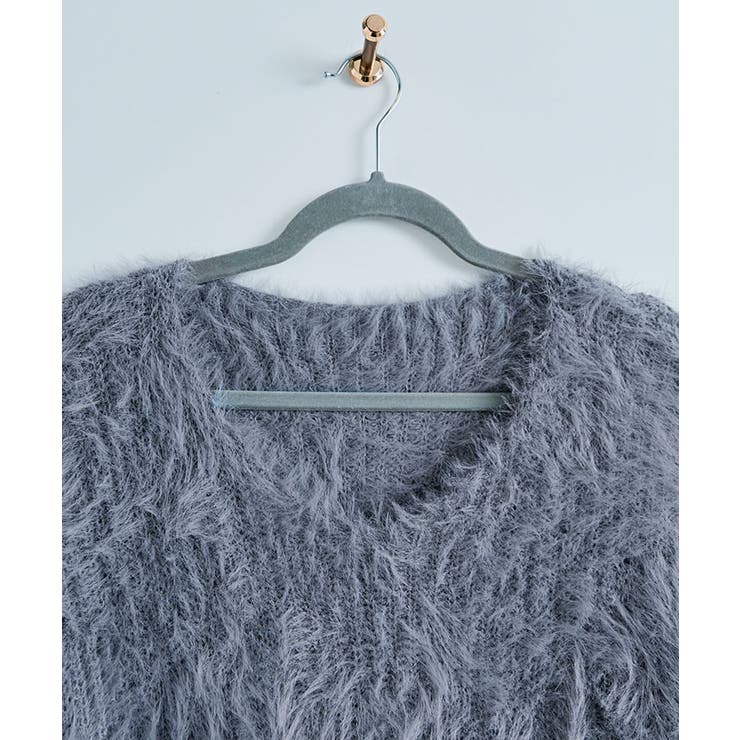 VネックニットTOPS Vネックジャギーニット トップス 長袖[品番：IK000008218