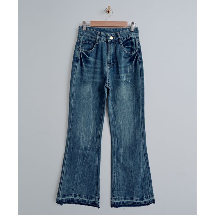 バックロゴ刺繍デニムパンツ フレアデニムパンツ ジーパン | kirakiraShop  | 詳細画像12 