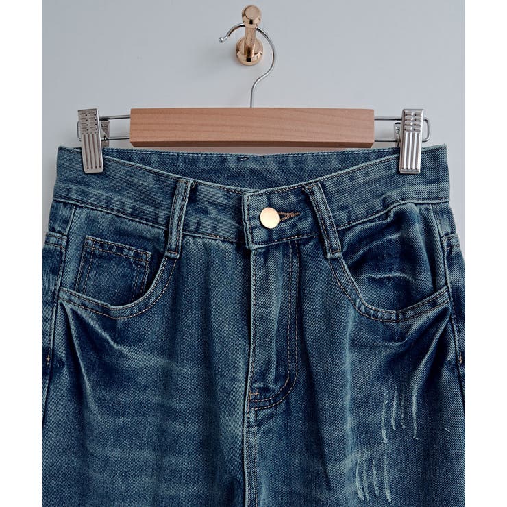 バックロゴ刺繍デニムパンツ フレアデニムパンツ ジーパン | kirakiraShop  | 詳細画像14 