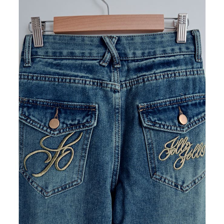 バックロゴ刺繍デニムパンツ フレアデニムパンツ ジーパン | kirakiraShop  | 詳細画像15 