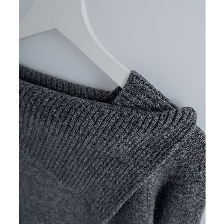 アシンメトリーネックデザインニットプルオーバー トップス ニット | kirakiraShop  | 詳細画像19 