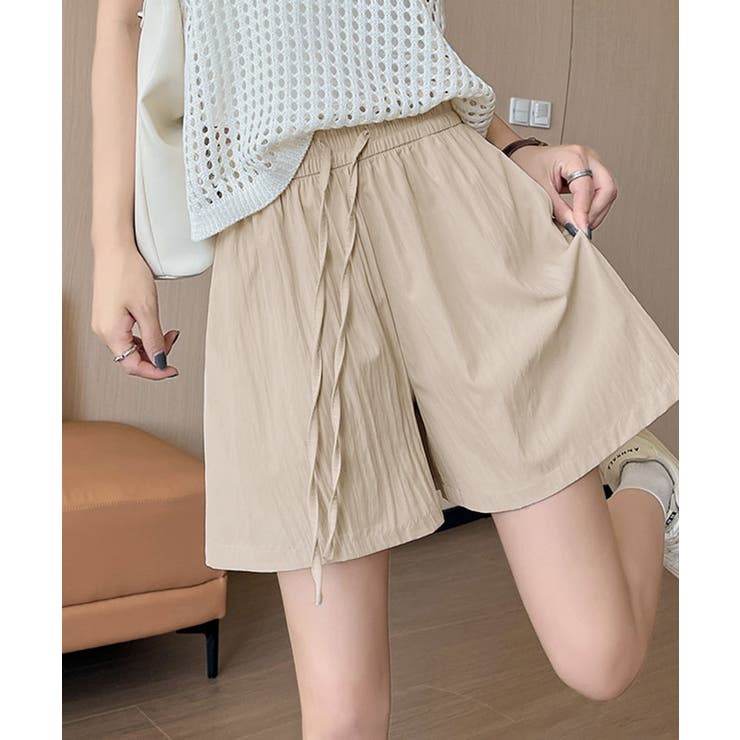 ベージュ | ワイドリラクシーショートパンツ ショートパンツ ドロストパンツ | kirakiraShop 
