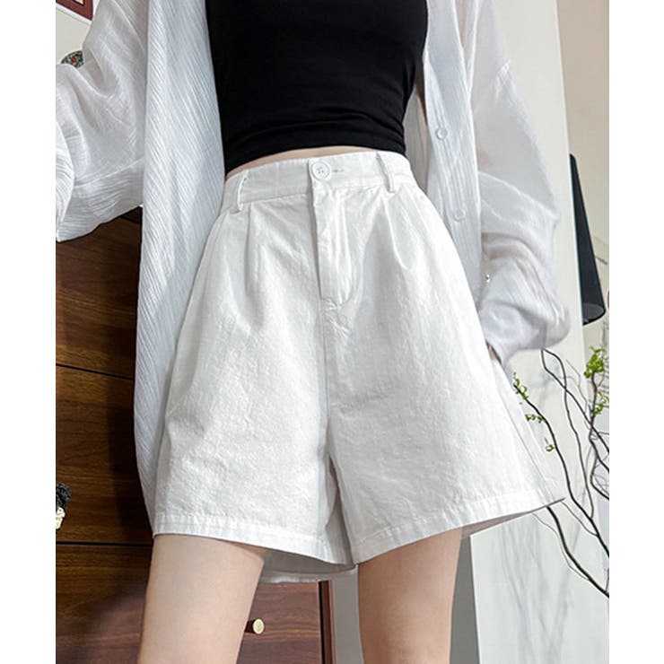 ホワイト | Aラインショートパンツ ハーフパンツ コットンパンツ | kirakiraShop 