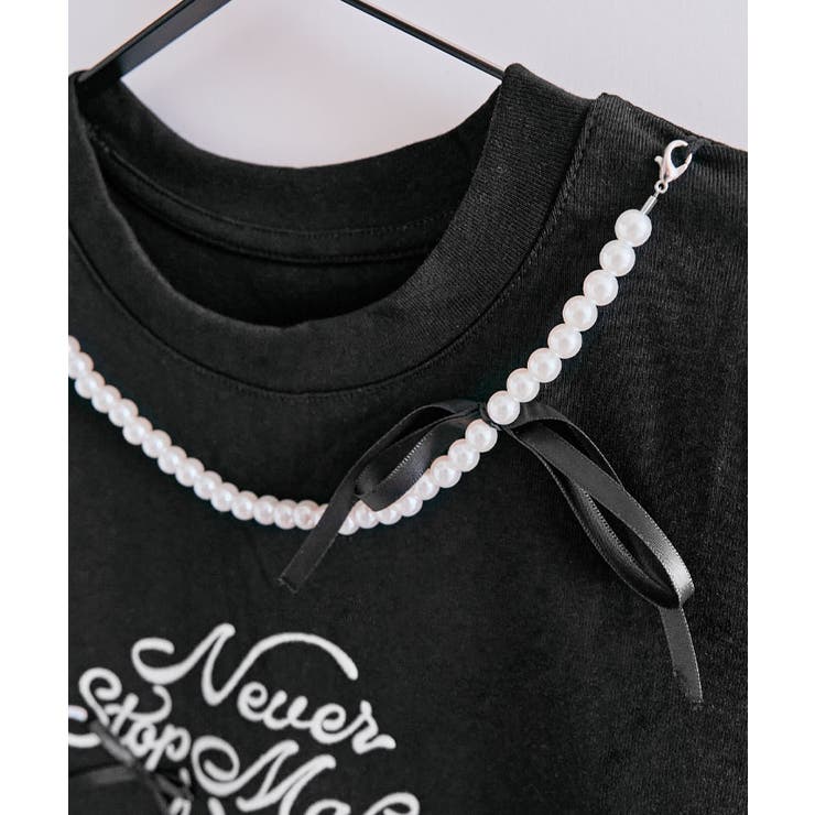 パールリボンプリントTシャツ トップス フィット | kirakiraShop  | 詳細画像21 