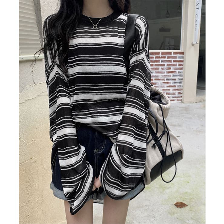 シアーメッシュボーダートップス トップス サマー | kirakiraShop  | 詳細画像6 