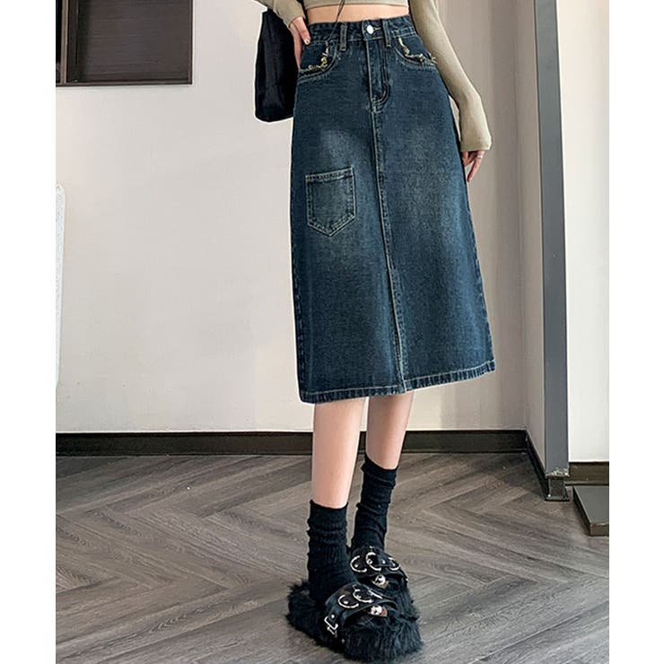 フロントスリットデニムスカート ボトムス デニムスカート | kirakiraShop  | 詳細画像2 