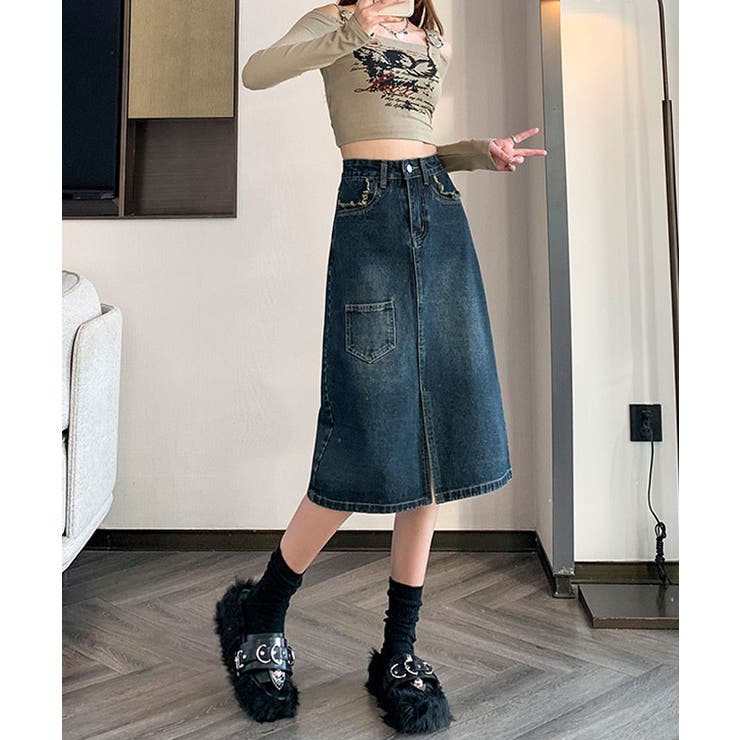 フロントスリットデニムスカート ボトムス デニムスカート | kirakiraShop  | 詳細画像7 