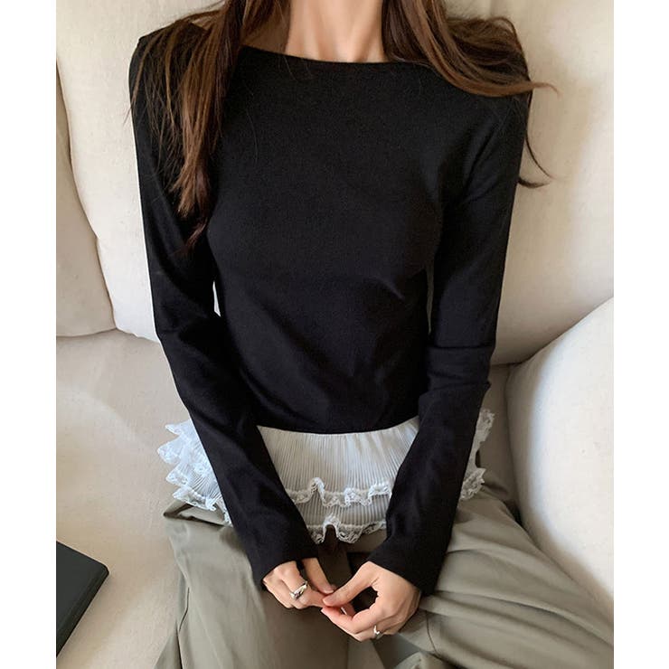 裾シアーレース切り替えトップス トップス 長袖 | kirakiraShop  | 詳細画像3 