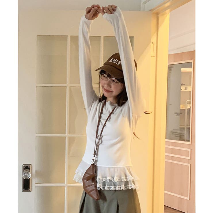 裾シアーレース切り替えトップス トップス 長袖 | kirakiraShop  | 詳細画像7 