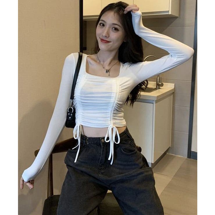 スクエアネックドロスト長袖Tシャツ トップス カットソー | kirakiraShop  | 詳細画像7 