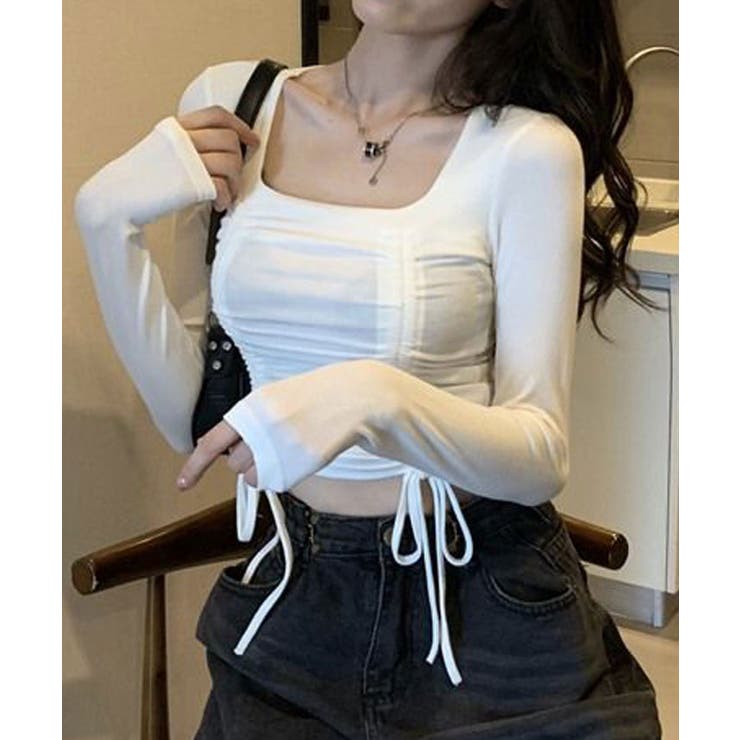 スクエアネックドロスト長袖Tシャツ トップス カットソー | kirakiraShop  | 詳細画像8 