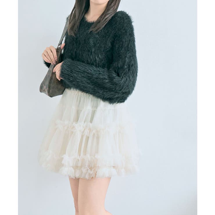 bibiyホワイトフリルチュールミニスカート bibiyホワイトフリルチュールミニスカート bibiyホワイトフリル