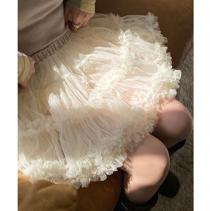 チュールフリルミニスカート ボトムス ミニスカート[品番