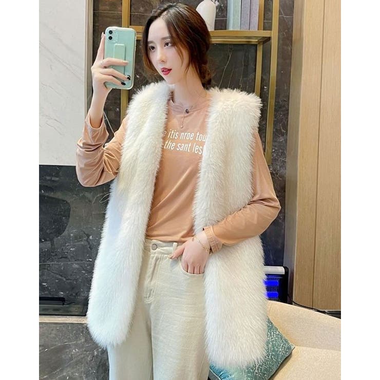 ラビットエコファーベスト アウター トップス[品番：IK000007055