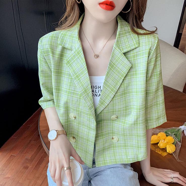 マドラスチェック柄シャツジャケット 2サイズ トップス[品番