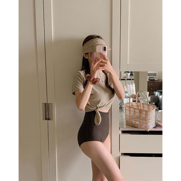 トップス付き配色ワンピース 3サイズ 水着体型カバー | kirakiraShop  | 詳細画像12 