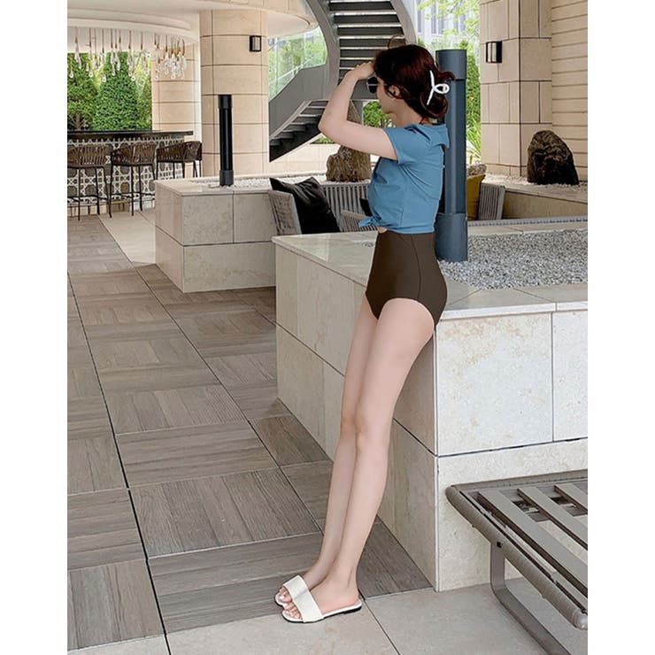トップス付き配色ワンピース 3サイズ 水着体型カバー | kirakiraShop  | 詳細画像7 