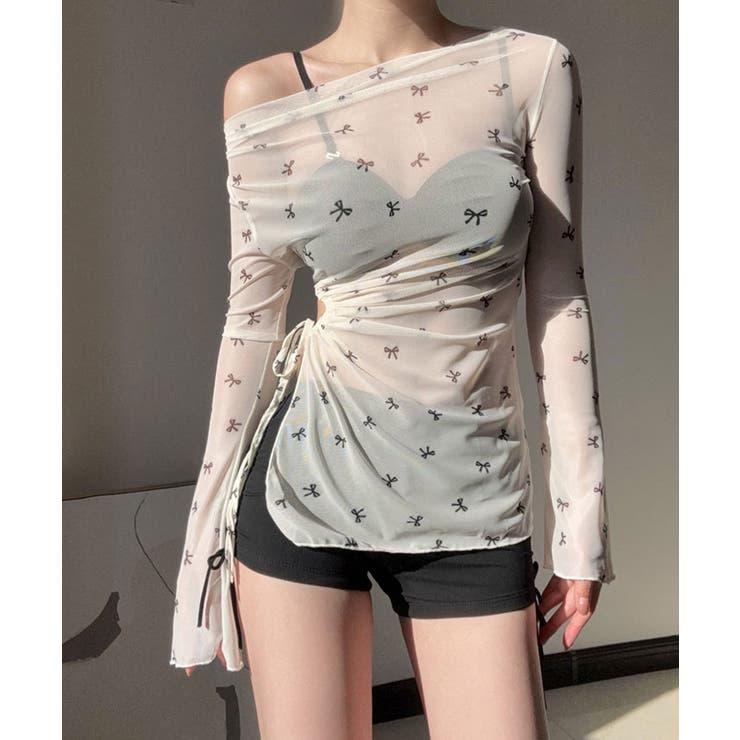 リボン柄トップス付きセパレートスイムウエア 水着3点セット スイムウェア | kirakiraShop  | 詳細画像6 
