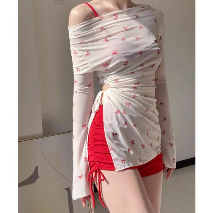 リボン柄トップス付きセパレートスイムウエア 水着3点セット スイムウェア | kirakiraShop  | 詳細画像10 