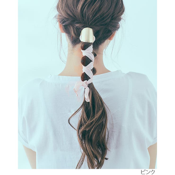 楽天市場】ヘアカフ フラワー刺繍 シアー フリル ヘアポニー