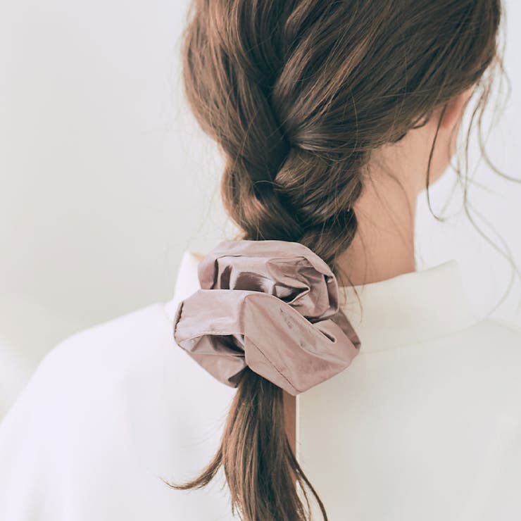ピンク | メタリックサテンシュシュ 小物 ヘアアクセサリー | kirakiraShop 