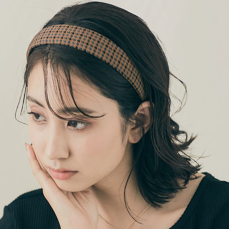 千鳥格子柄ワイドカチューシャ 小物 ヘアアクセサリー