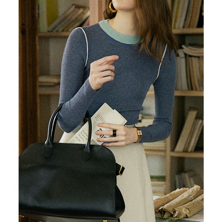 クルーネックバイカラーニット トップス ニット | kirakiraShop  | 詳細画像19