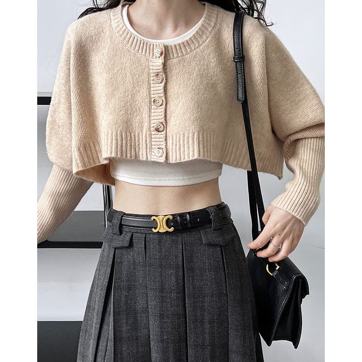 【SHOPLIST限定】クルーネックショートニットボレロカーディガン トップス … | kirakiraShop  | 詳細画像16 