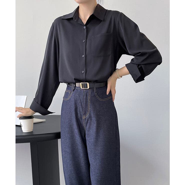 【SHOPLIST限定】襟付きサテンシンプルブラウス 2色 2サイズ | kirakiraShop  | 詳細画像6 