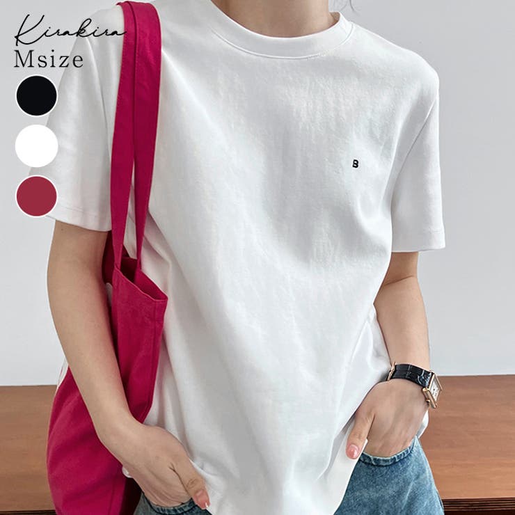 クルーネックワンポイントTシャツ トップス カットソー[品番