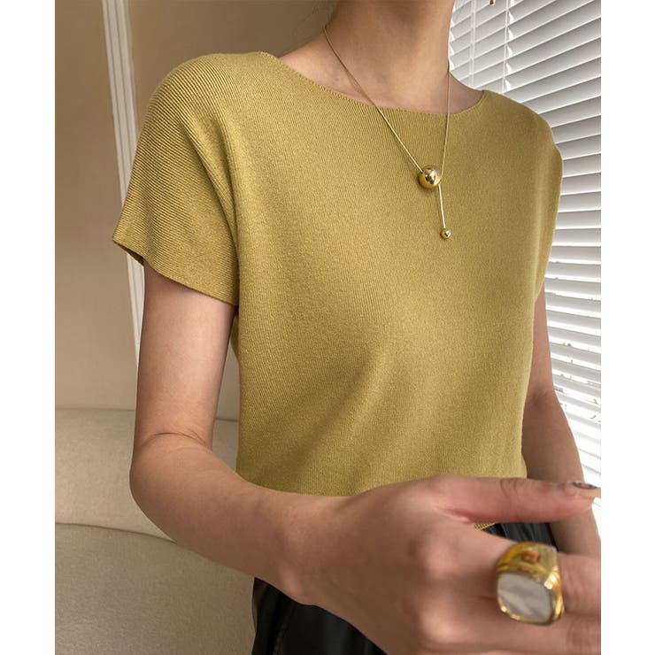 ボートネック半袖ニットソー トップス サマーニット | kirakiraShop  | 詳細画像38 