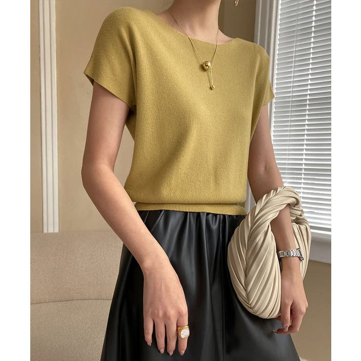 ボートネック半袖ニットソー トップス サマーニット | kirakiraShop  | 詳細画像40 