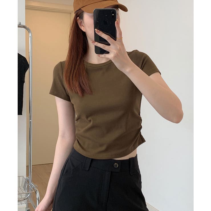 【SHOPLIST限定】裾ギャザーコンパクトTシャツ 3サイズ トップス | kirakiraShop  | 詳細画像10 