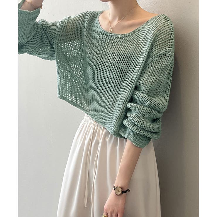 ショート丈クロシェ編みニット サマーニット 長袖 | kirakiraShop  | 詳細画像11 