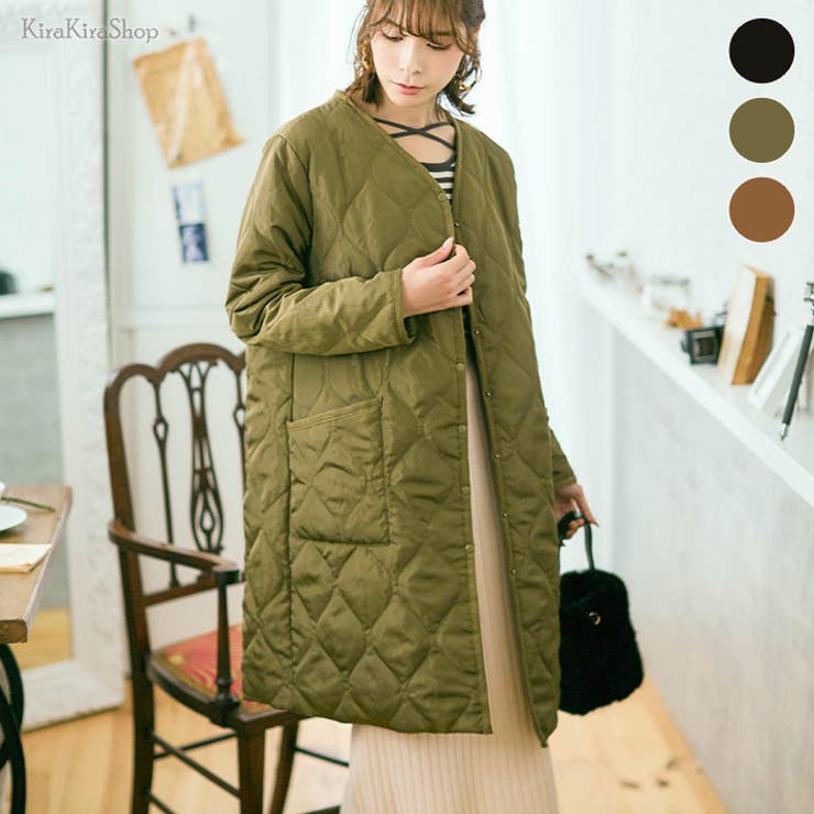 ノーカラーキルティングコート アウター キルティングコート 品番 Ik Kirakirashop キラキラショップ のレディースファッション通販 Shoplist ショップリスト