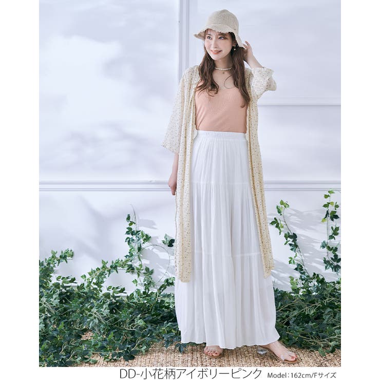 花柄シフォンガウン トップス 羽織り[品番：IK000003854