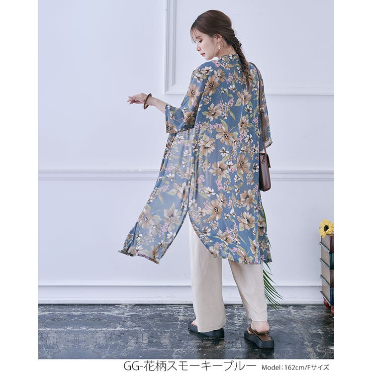 花柄シフォンガウン トップス 羽織り | kirakiraShop  | 詳細画像37 