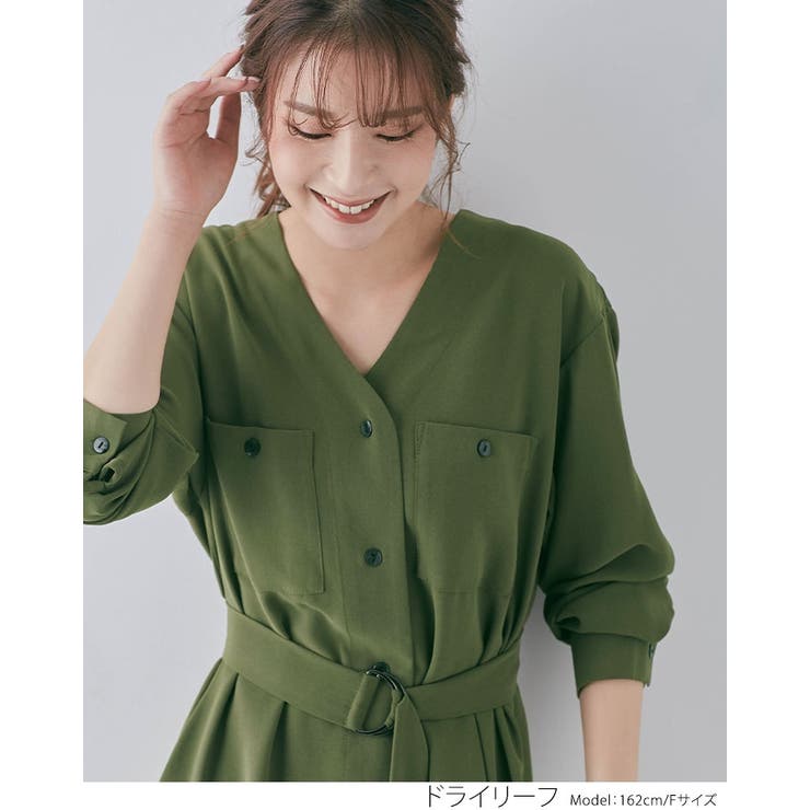 2way ベルト付きｖネックボタンワンピース ロングワンピース 品番 Ik Kirakirashop キラキラショップ のレディースファッション通販 Shoplist ショップリスト